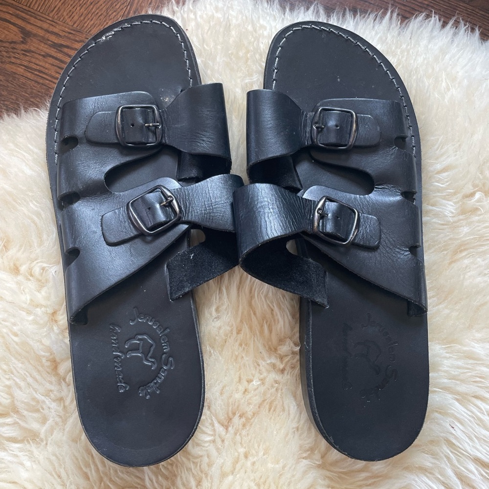 Jerusalem Sandals Barnabas Sandals in black full grain leather size EU 47 US 13